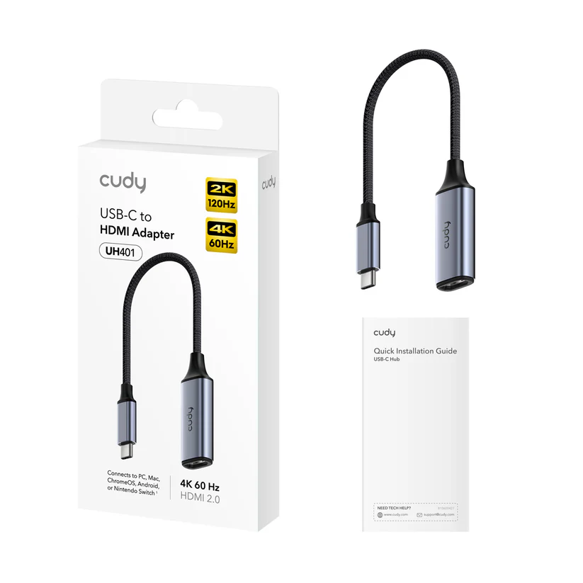 Adapter USB-C (M) --> HDMI 2.0 (F) 4K/60Hz Cudy - Afbeelding 2