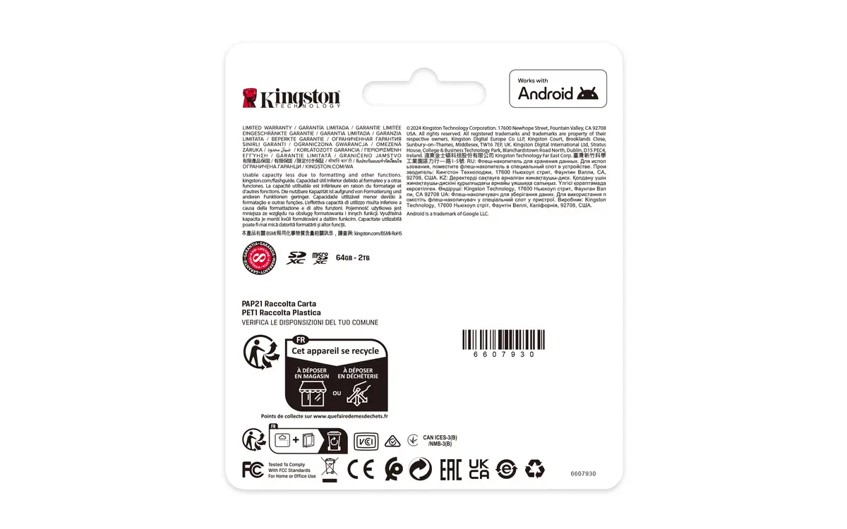 SDXC Card Micro 256GB Kingston UHS-I Canvas Select Plus - Afbeelding 6