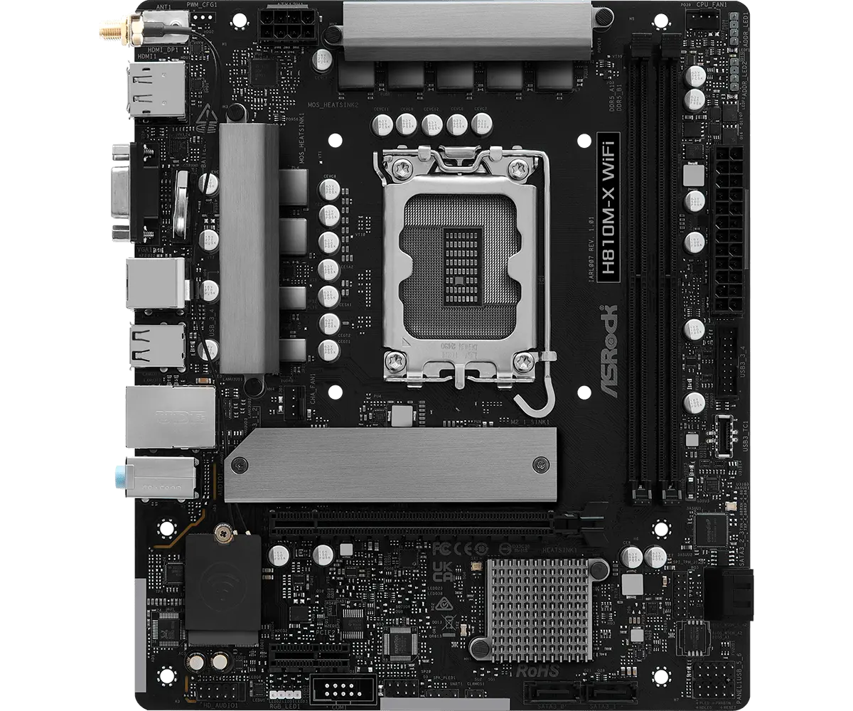 ASRock 1851 H810M-X WIFI - DDR5/M.2/DP/HDMI/VGA/µATX - Afbeelding 2