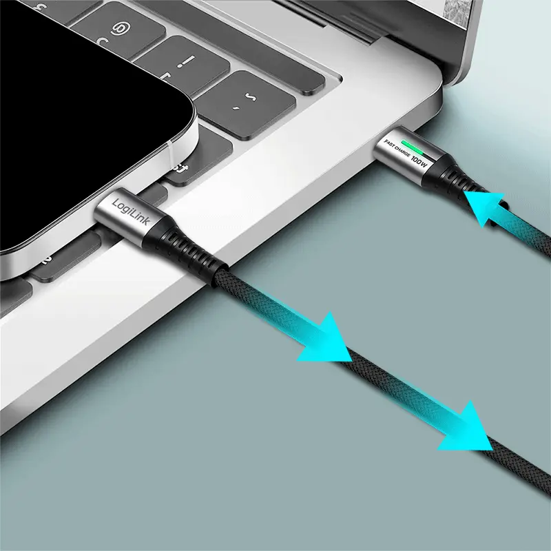 USB-C 2.0(M) USB-C(M) 2.0m LogiLink 100W/480Mbps zw. - Afbeelding 3