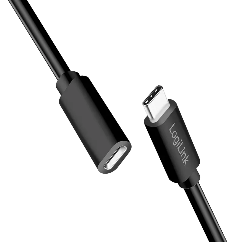 USB-C 2.0(M) USB-C(F) 2.0m LogiLink 100W/480Mbps zw. - Afbeelding 2