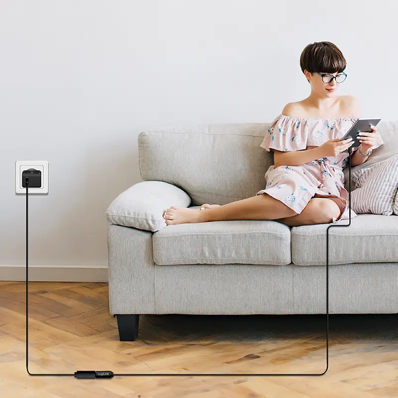 USB-C 2.0(M) USB-C(F) 2.0m LogiLink 100W/480Mbps zw. - Afbeelding 3