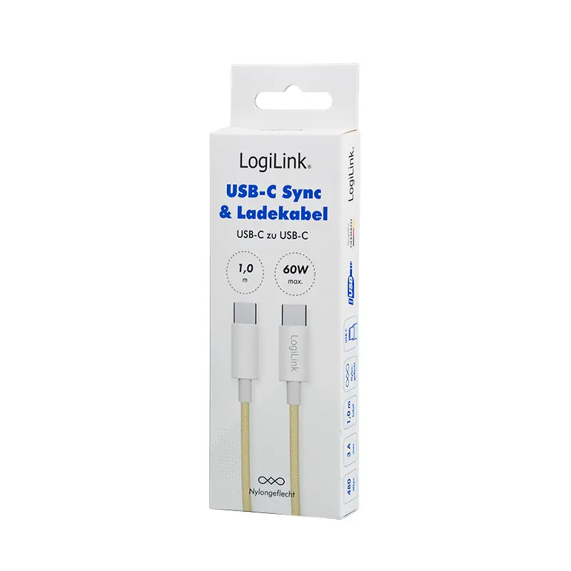 USB-C 2.0(M) USB-C(M) 1.0m LogiLink 60W/480Mbps geel - Afbeelding 4