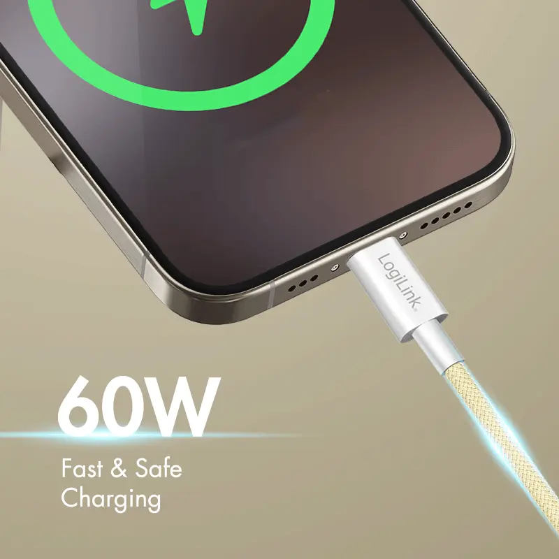 USB-C 2.0(M) USB-C(M) 1.0m LogiLink 60W/480Mbps geel - Afbeelding 7