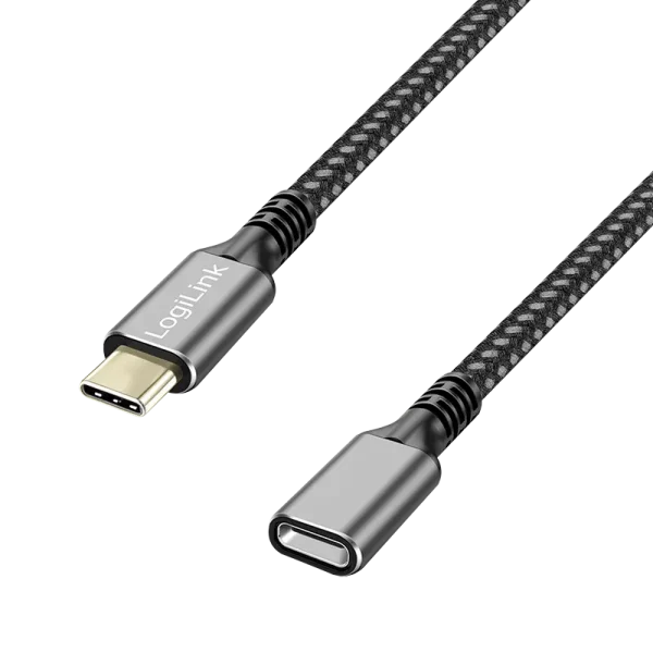 USB-C 3.2(M) USB-C(F) 2.0m LogiLink 100W/ 5Gbs/ zwart