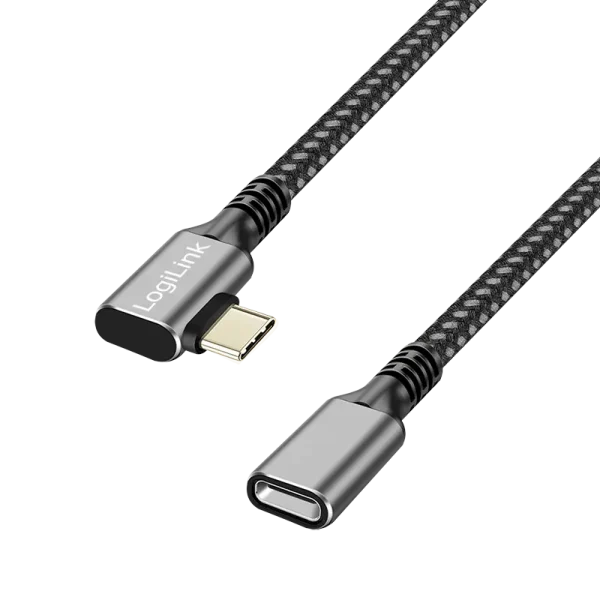 USB-C 3.2(M) 90° USB-C(F) 1.0m LogiLink 100W zwart