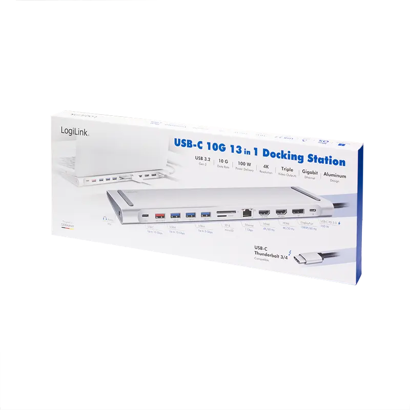Docking 3xVideo Logilink USB-C, 100W, 4K, 12 Port - Afbeelding 9