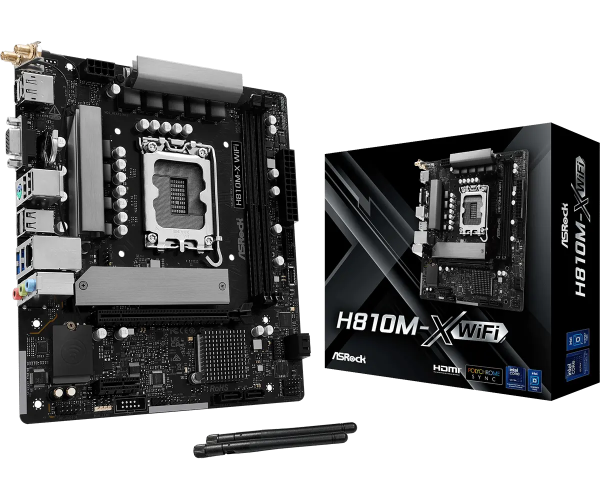 ASRock 1851 H810M-X WIFI - DDR5/M.2/DP/HDMI/VGA/µATX
