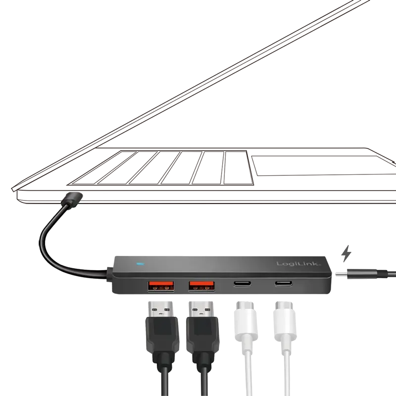 LogiLink 4 Port, USB-C --> 2xUSB-C 3.2 + 2xUSB-A 3.2 - Afbeelding 4