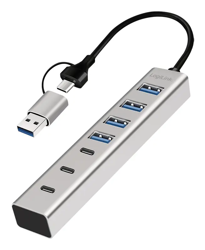 LogiLink 7 Port, USB-C/A --> 3xUSB-C 3.0 + 4xUSB-A 3.0