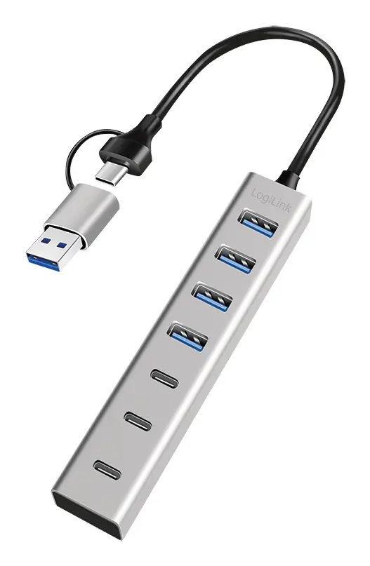 LogiLink 7 Port, USB-C/A --> 3xUSB-C 3.0 + 4xUSB-A 3.0 - Afbeelding 3