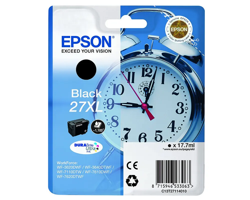 Epson T2711XL Zwart 17,7ml (Origineel) alarm clock