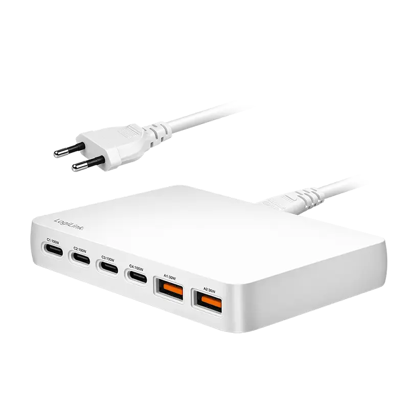 Lader 230V 4xUSB-C 100W+2xUSB-A 30W LogiLink Wit