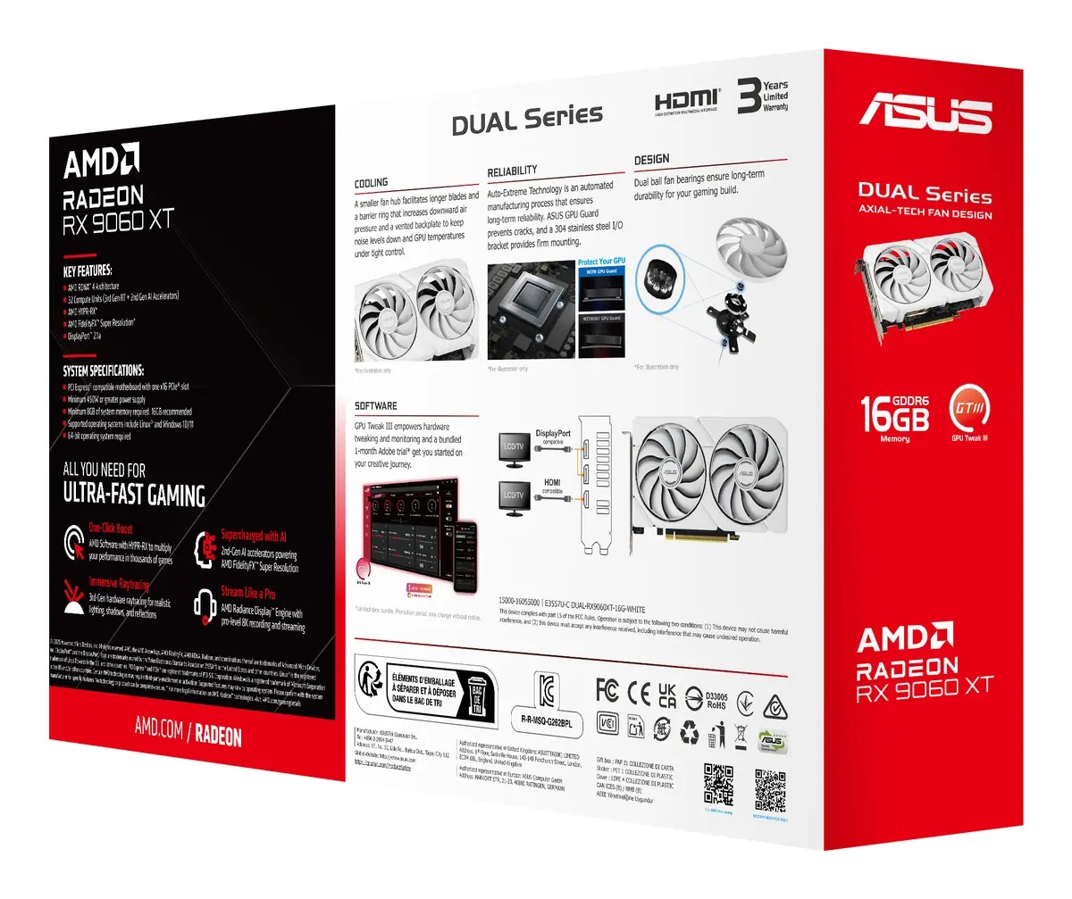 9060XT ASUS DUAL RX 16GB/2xDP/HDMI/2,5slot -Wit - Afbeelding 17