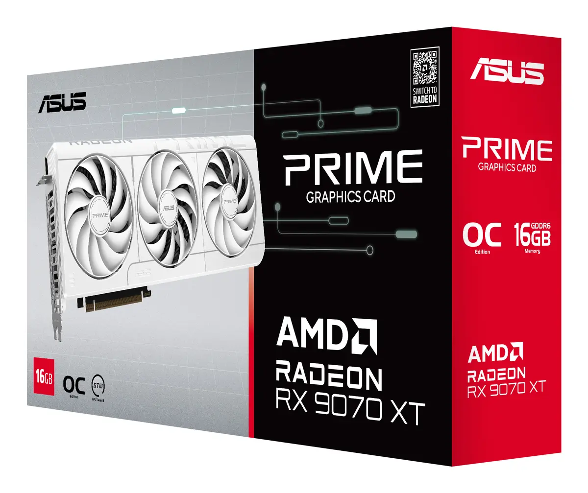 9070XT ASUS PRIME RX OC 16GB/3xDP/HDMI/2,5slot -Wit - Afbeelding 12